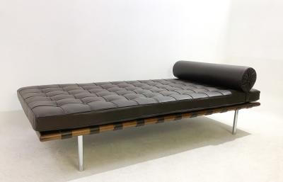 Ludwig Mies Van Der Rohe Black Leather Barcelona Daybed by Ludwig Mies van der Rohe for Knoll