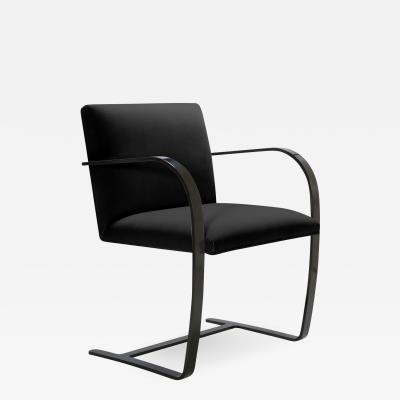 Ludwig Mies Van Der Rohe Brno Flat Bar Chair in Noir Velvet Obsidian Gloss Frame