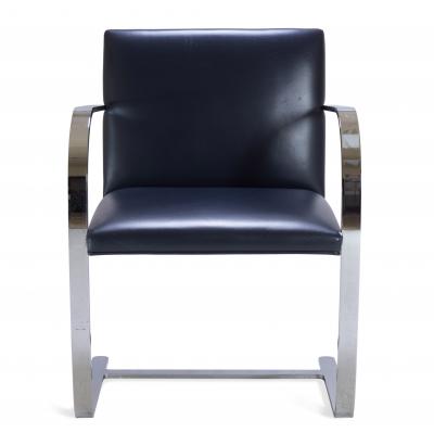 Ludwig Mies Van Der Rohe Brno Flat Bar Chair in Original Navy Leather