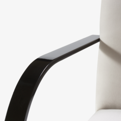 Ludwig Mies Van Der Rohe Brno Flat Bar Chairs in Dove Velvet Obsidian Gloss Frame