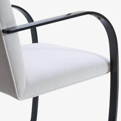 Ludwig Mies Van Der Rohe Brno Flat Bar Chairs in Dove Velvet Obsidian Gloss Frame