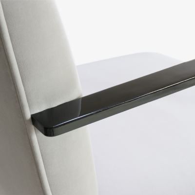 Ludwig Mies Van Der Rohe Brno Flat Bar Chairs in Dove Velvet Obsidian Gloss Frame Set of 6