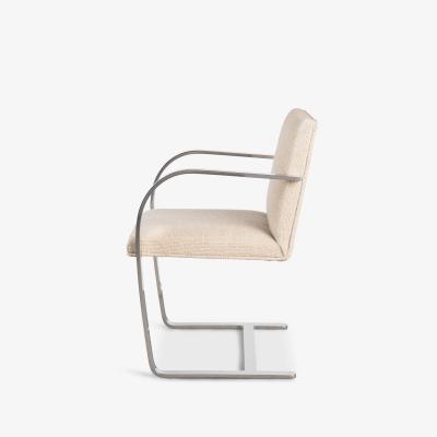 Ludwig Mies Van Der Rohe Brno Flat Bar Chairs in Ivory Wool Stainless Steel Set of 8