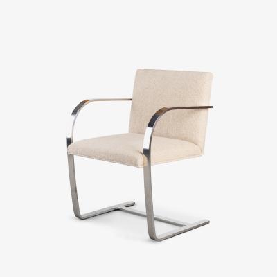 Ludwig Mies Van Der Rohe Brno Flat Bar Chairs in Ivory Wool Stainless Steel Set of 8