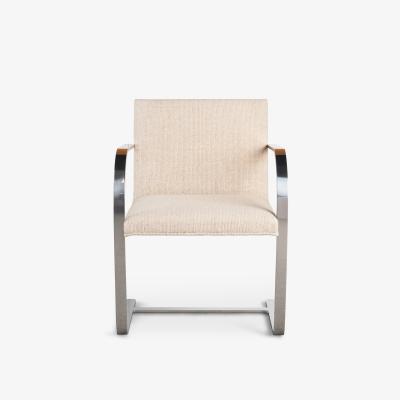 Ludwig Mies Van Der Rohe Brno Flat Bar Chairs in Ivory Wool Stainless Steel Set of 8