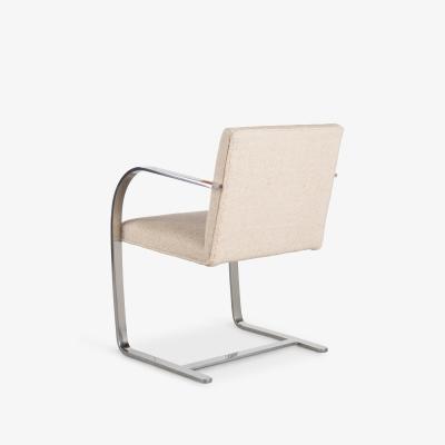 Ludwig Mies Van Der Rohe Brno Flat Bar Chairs in Ivory Wool Stainless Steel Set of 8