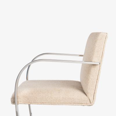 Ludwig Mies Van Der Rohe Brno Flat Bar Chairs in Ivory Wool Stainless Steel Set of 8