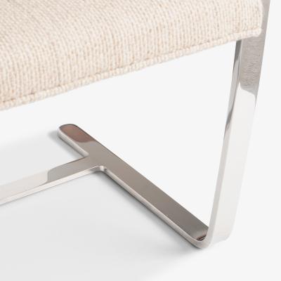 Ludwig Mies Van Der Rohe Brno Flat Bar Chairs in Ivory Wool Stainless Steel Set of 8