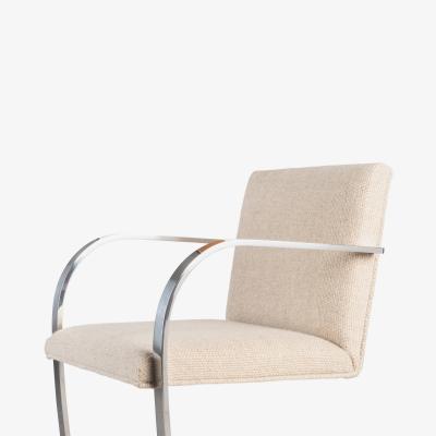 Ludwig Mies Van Der Rohe Brno Flat Bar Chairs in Ivory Wool Stainless Steel Set of 8