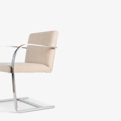 Ludwig Mies Van Der Rohe Brno Flat Bar Chairs in Ivory Wool Stainless Steel Set of 8