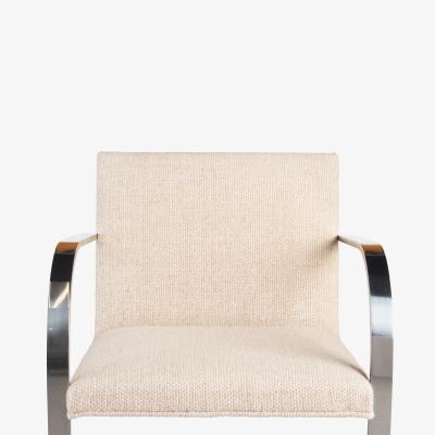 Ludwig Mies Van Der Rohe Brno Flat Bar Chairs in Ivory Wool Stainless Steel Set of 8
