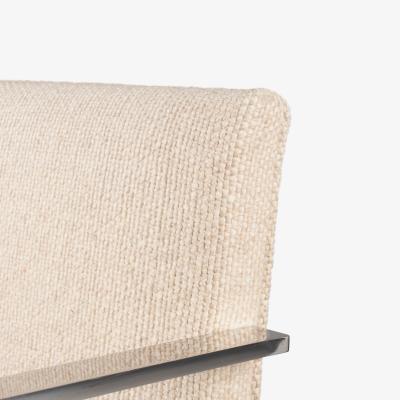 Ludwig Mies Van Der Rohe Brno Flat Bar Chairs in Ivory Wool Stainless Steel Set of 8