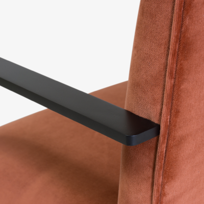 Ludwig Mies Van Der Rohe Brno Flat Bar Chairs in Rust Velvet Obsidian Matte Frame