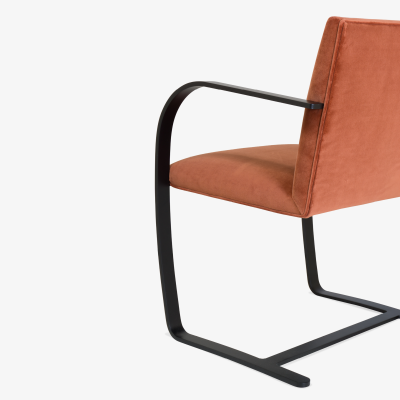 Ludwig Mies Van Der Rohe Brno Flat Bar Chairs in Rust Velvet Obsidian Matte Frame Set of 6