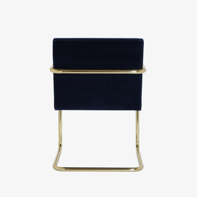 Ludwig Mies Van Der Rohe Brno Tubular Chairs in Navy Velvet Polished Brass