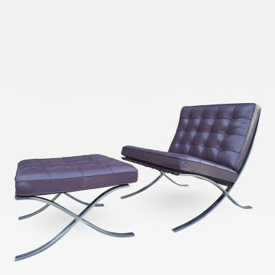 Ludwig Mies Van Der Rohe Eggplant Leather Barcelona Chair and Ottoman by Mies van der Rohe for Knoll