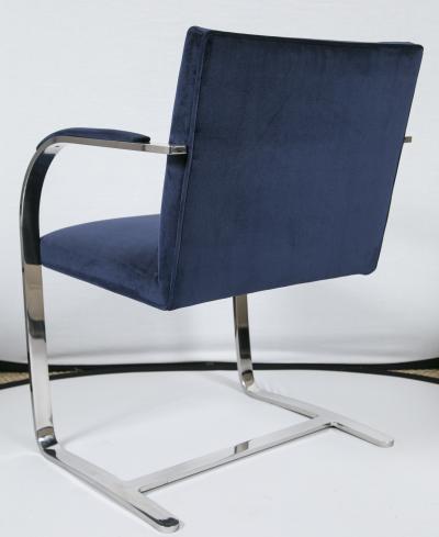 Ludwig Mies Van Der Rohe Flat Bar Brno Chair in Navy Velvet