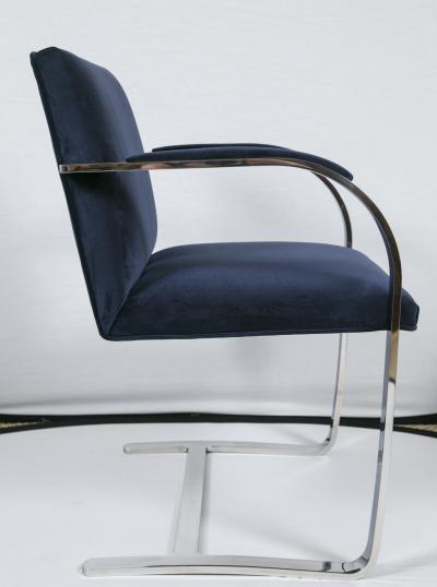 Ludwig Mies Van Der Rohe Flat Bar Brno Chair in Navy Velvet