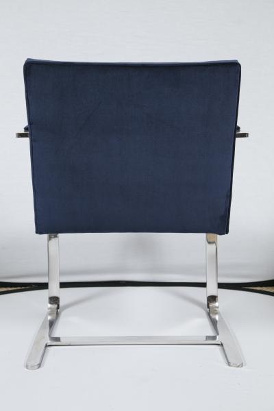 Ludwig Mies Van Der Rohe Flat Bar Brno Chair in Navy Velvet