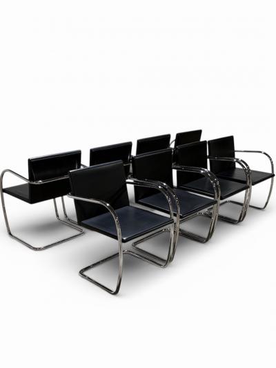 Ludwig Mies Van Der Rohe Knoll Brno Dining Chairs by Mies van der Rohe in Black Leather