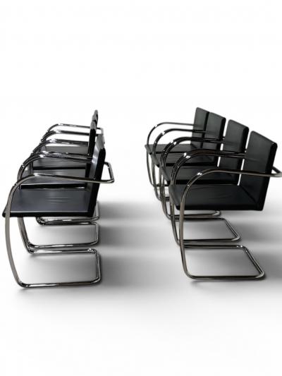 Ludwig Mies Van Der Rohe Knoll Brno Dining Chairs by Mies van der Rohe in Black Leather