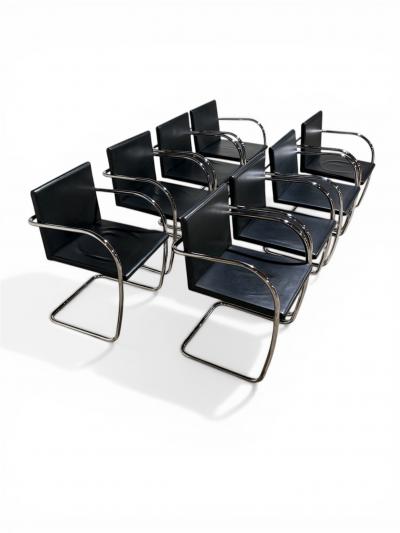 Ludwig Mies Van Der Rohe Knoll Brno Dining Chairs by Mies van der Rohe in Black Leather