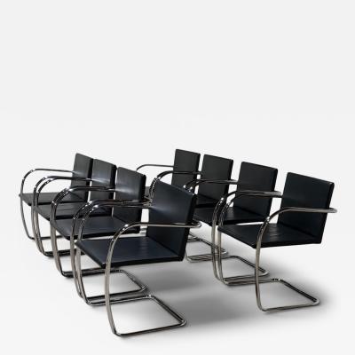 Ludwig Mies Van Der Rohe Knoll Brno Dining Chairs by Mies van der Rohe in Black Leather