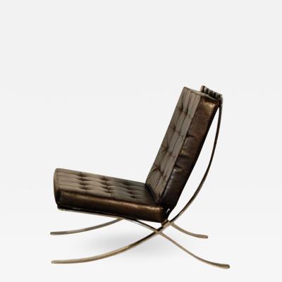 Ludwig Mies Van Der Rohe Large Mies van der Rohe Style Black Leather Lounge Chair