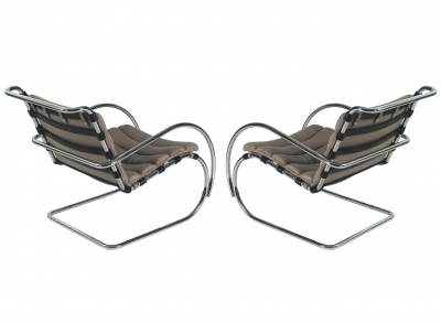 Ludwig Mies Van Der Rohe Mid Century Modern Mr Lounge Chairs in Leather by Mies Van Der Rohe for Stendig