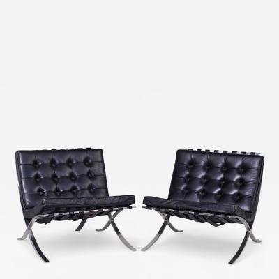 Ludwig Mies Van Der Rohe Mies Van Der Rohe for Knoll Barcelona Mid Century Lounge Chairs Pair