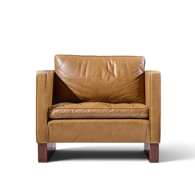 Ludwig Mies Van Der Rohe Mies Van Der Rohe for Knoll Mid Century Walnut and Leather Lounge Chair