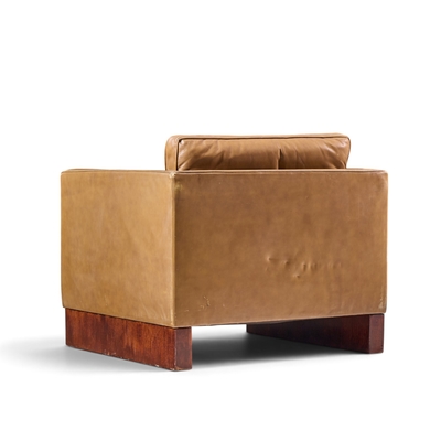 Ludwig Mies Van Der Rohe Mies Van Der Rohe for Knoll Mid Century Walnut and Leather Lounge Chair