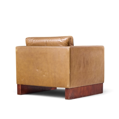 Ludwig Mies Van Der Rohe Mies Van Der Rohe for Knoll Mid Century Walnut and Leather Lounge Chair
