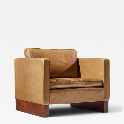 Ludwig Mies Van Der Rohe Mies Van Der Rohe for Knoll Mid Century Walnut and Leather Lounge Chair