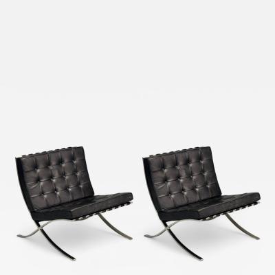 Ludwig Mies Van Der Rohe Mies van der Rohe Black Leather Chrome Early Barcelona Chairs USA 1960s