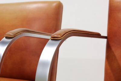 Ludwig Mies Van Der Rohe Mies van der Rohe Flat Bar Brno Chair in Brushed Steel and Leather