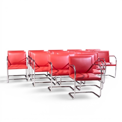 Ludwig Mies Van Der Rohe Mies van der Rohe for Knoll BRNO Cantilever Chrome Dining Chairs Set of 16