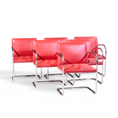Ludwig Mies Van Der Rohe Mies van der Rohe for Knoll BRNO Cantilever Chrome Dining Chairs Set of 6