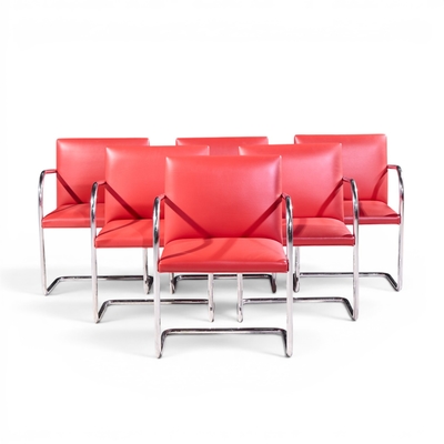 Ludwig Mies Van Der Rohe Mies van der Rohe for Knoll BRNO Cantilever Chrome Dining Chairs Set of 6