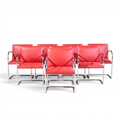Ludwig Mies Van Der Rohe Mies van der Rohe for Knoll BRNO Cantilever Chrome Dining Chairs Set of 8