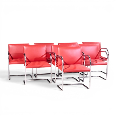 Ludwig Mies Van Der Rohe Mies van der Rohe for Knoll BRNO Cantilever Chrome Dining Chairs Set of 8