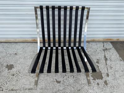 Ludwig Mies Van Der Rohe Mies van der Rohe for Knoll Black Tufted Leather Barcelona Chair