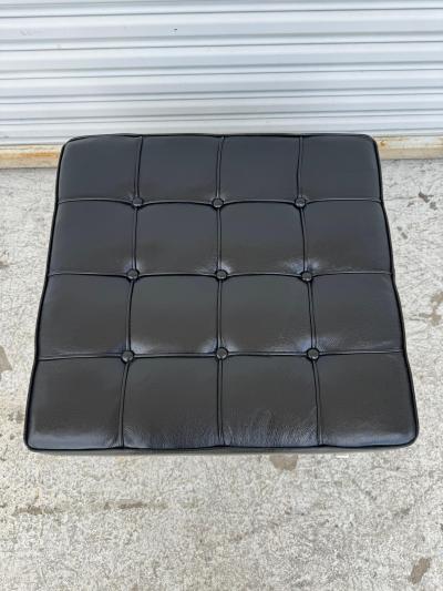 Ludwig Mies Van Der Rohe Mies van der Rohe for Knoll Black Tufted Leather Barcelona Ottoman