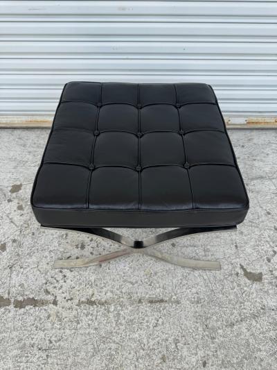 Ludwig Mies Van Der Rohe Mies van der Rohe for Knoll Black Tufted Leather Barcelona Ottoman