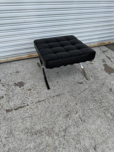 Ludwig Mies Van Der Rohe Mies van der Rohe for Knoll Black Tufted Leather Barcelona Ottoman