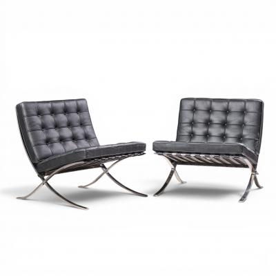 Ludwig Mies Van Der Rohe Mies van der Rohe for Knoll Mid Century Barcelona Chairs Pair