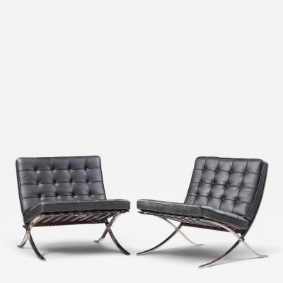 Ludwig Mies Van Der Rohe Mies van der Rohe for Knoll Mid Century Barcelona Chairs Pair