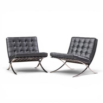Ludwig Mies Van Der Rohe Mies van der Rohe for Knoll Mid Century Barcelona Chairs Pair