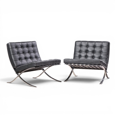 Ludwig Mies Van Der Rohe Mies van der Rohe for Knoll Mid Century Barcelona Chairs Pair