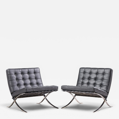 Ludwig Mies Van Der Rohe Mies van der Rohe for Knoll Mid Century Barcelona Chairs Pair